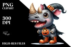 Expressive Rhino Dressed for Halloween Clipart Product Image 2