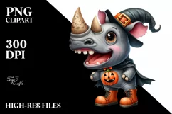 Watercolor Rhino Halloween Clipart Product Image 1