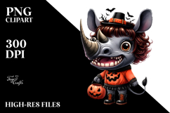 Watercolor Rhino Dressed Halloween Standing Up Human Like Product Image 2