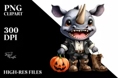 Excited Rhino in Halloween Costume with Boots | Sublimation Product Image 1