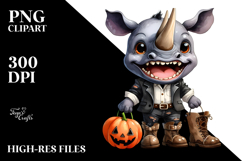 Excited Rhino in Halloween Costume with Boots | Sublimation Product Image 2