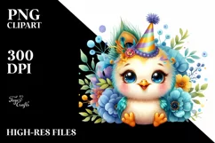 Colorful Baby Peacock with Party Hat | Sublimation | Clipart Product Image 3