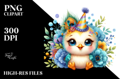 Colorful Baby Peacock with Party Hat | Sublimation | Clipart Product Image 2