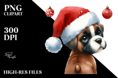 Cute Watercolor Boxer with Santa Hat Product Image 2