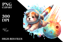 Colorful Baby Dog Diving with Meteor Clipart Product Image 2