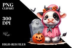 Cute Baby Cow Dressed for Halloween | Sublimation | Clipart Product Image 3