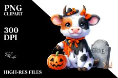 Cute Baby Cow Dressed for Halloween | Sublimation | Clipart Product Image 3