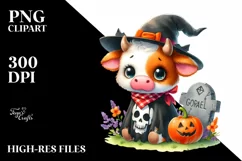 Cute Baby Cow Dressed for Halloween | Sublimation | Clipart Product Image 1