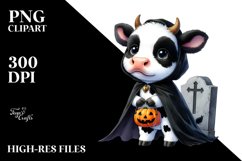 Cute Baby Cow Dressed for Halloween | Sublimation | Clipart Product Image 3
