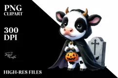 Cute Baby Cow Dressed for Halloween | Sublimation | Clipart Product Image 3