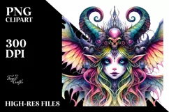 Vibrant Watercolor Gothic Fairy PNG Product Image 3