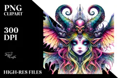 Vibrant Watercolor Gothic Fairy PNG Product Image 2
