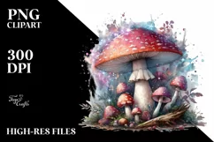 Pastel Mushroom with Watercolor Splash PNG Product Image 3