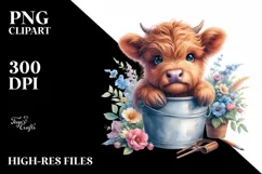 Cute Baby Highland Cow PNG Product Image 3