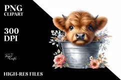 Cute Baby Highland Cow PNG Product Image 1