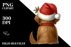 Cute Watercolor Chesapeake Bay Retriever with Santa Hat Product Image 3