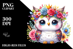 Vibrant Owl with Flower Crown | Sublimation | Clipart Product Image 2