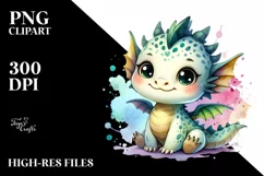 Cute Smiling Baby Dragon | Sublimation Clipart Product Image 1