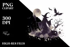 Vintage Halloween with Warlock, Sublimation Clipart Product Image 1