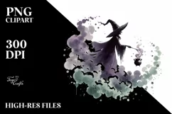 Vintage Halloween with Warlock, Sublimation Clipart Product Image 1