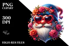 Valentines Gnome with Heart Sunglasses PNG Product Image 2