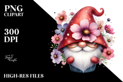 Cute Gnome with Jasmine and Cosmos PNG Product Image 2