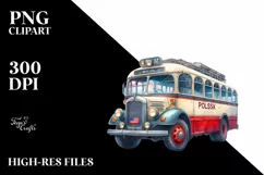 Vintage Oilish Bus USA Flag Clipart Product Image 3