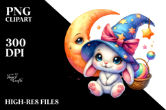 Baby Bunny with Summer Clothes and Wizard Hat PNG Product Image 2