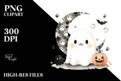 Washed Halloween Image with Cute Ghost, High-Res PNG Product Image 2