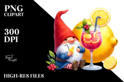 Whimsical Gnome Drinking a Cocktail with a Gigantic Lemon Product Image 2