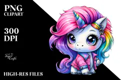 Cute Unicorn with Cool Haircut PNG Product Image 2
