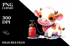 Vibrant Baby Cow with Pumpkin | Sublimation | Clipart Product Image 1
