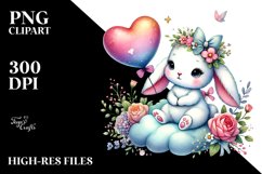 Adorned Rabbit Holding Heart PNG Product Image 2