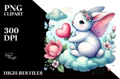 Adorned Rabbit Holding Heart PNG Product Image 2