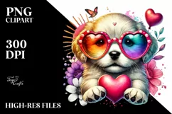 Puppy with Heart Sunglasses PNG Product Image 2