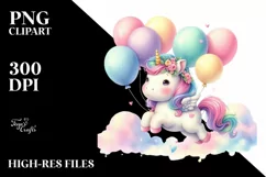 Colorful Baby Unicorn PNG Product Image 3