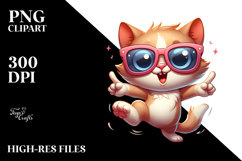 Dancing Kitten with Oversized Sunglasses PNG Product Image 2