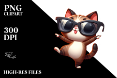 Cute Kitten with Sunglasses PNG Product Image 2