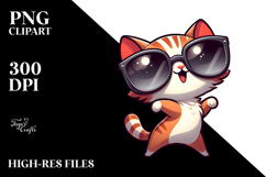 Goofy Cartoon Kitten with Oversized Sunglasses, Whimsical Product Image 2