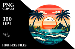 Retro Tropical Island Sunset 20 oz Tumbler PNG Product Image 2