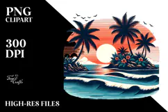 Retro Tropical Island Sunset, 20 oz Tumbler Product Image 2