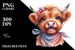 Cow Enthusiastic Cow with Bandana Clipart Product Image 3