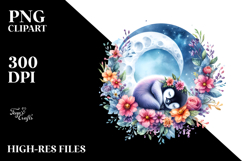 Vibrant Baby Penguin Sleeping on the Moon PNG Product Image 2