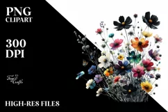 Colorful Watercolor Wild Flowers | Sublimation | Clipart Product Image 1