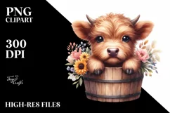 Cute Baby Highland Cow PNG Product Image 1