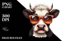 Funny Cow with Sunglasses Watercolor Product Image 2
