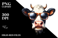 Funny Cow with Sunglasses Watercolor Product Image 2
