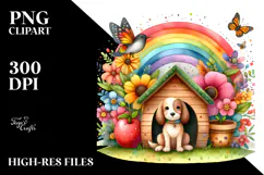 Fruit Dog House Rainbow Scene | Clipart Product Image 2