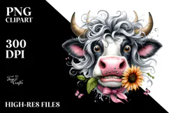 Funny Cow with Party Hat PNG Product Image 2