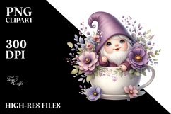 Baby Gnome with Floral Frame PNG Product Image 2
